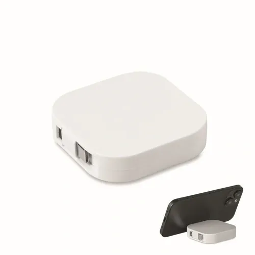 Cable de carga retráctil 100 W con soporte personalizable ref MO2924 - Front Blanco