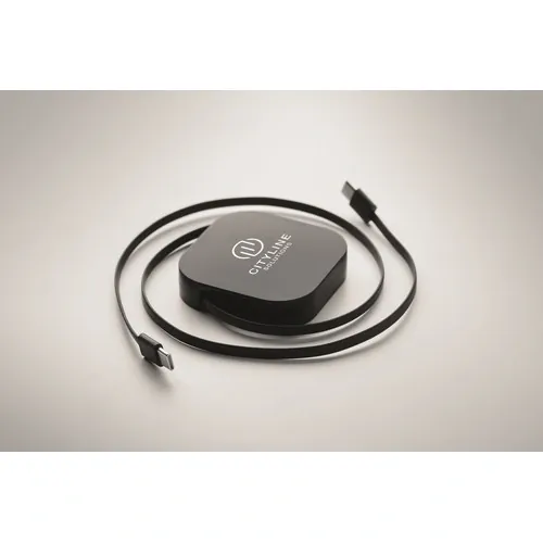 Cable de carga retráctil 100 W con soporte personalizable ref MO2924 - Printed Negro