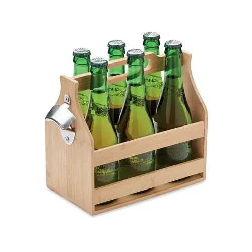 Caja de bambú para 6 botellas con abridor metálico ref MO2110 - Side Madera