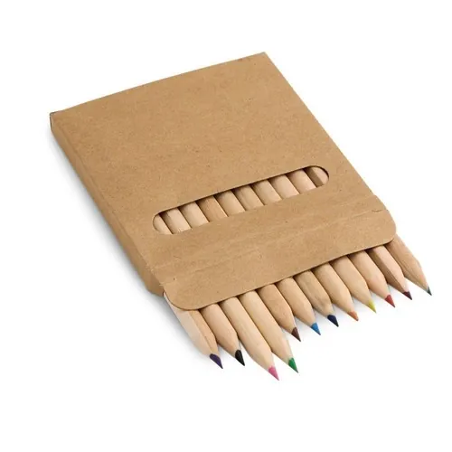 Caja de cartón con 12 lápices de colores en madera ref 91747 - Natural 01