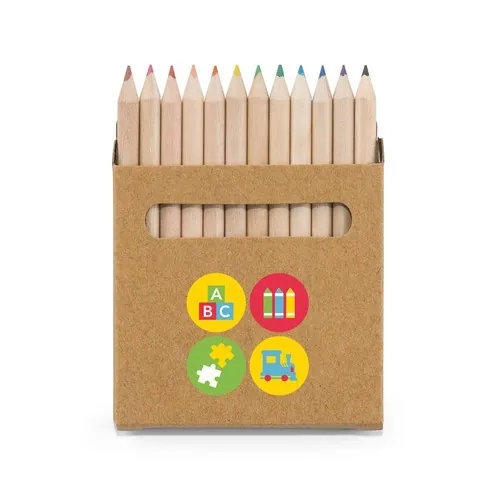 Caja de cartón con 12 lápices de colores en madera ref 91747 - Natural