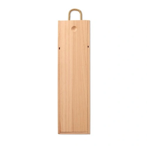 Caja de vino de madera de paulonia con asa de cordón ref MO9413