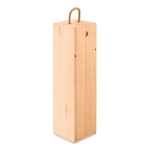 Caja de vino de madera de paulonia con asa de cordón ref MO9413