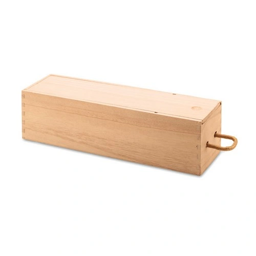 Caja de vino de madera de paulonia con asa de cordón ref MO9413