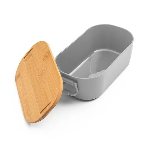 Caja hermética de PP con tapa de bambú personalizable ref 94390 - Gris Claro Side