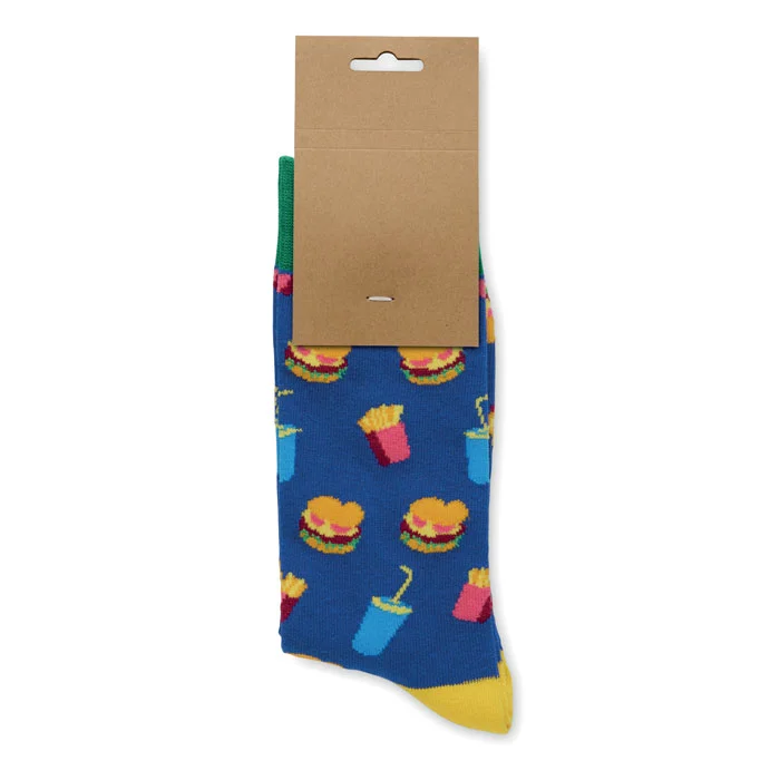 Calcetines estampados Funny talla L personalizables ref mo3101 - Azul Royal Abierta
