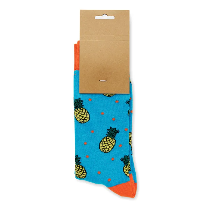 Calcetines estampados Funny talla L personalizables ref mo3101 - Turquesa Abierta