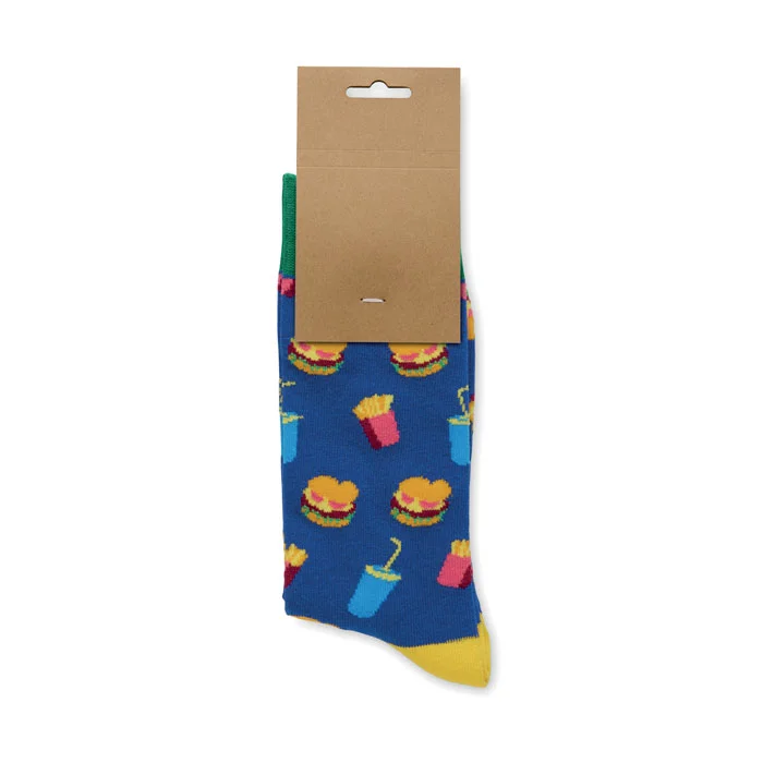 Calcetines estampados Funny talla M personalizables ref mo3100 - Azul Royal Abierta