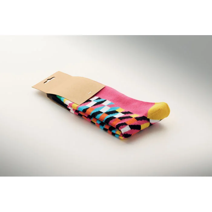 Calcetines estampados Funny talla M personalizables ref mo3100 - Fucsia Side