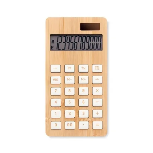 Calculadora solar de 12 dígitos con estuche de bambú ref MO6216 - Front Madera
