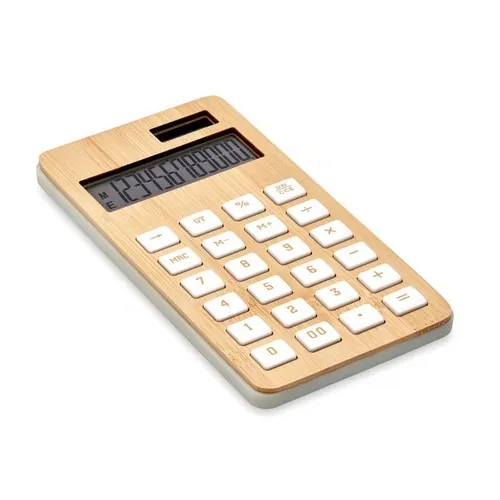 Calculadora solar de 12 dígitos con estuche de bambú ref MO6216 - Top Madera