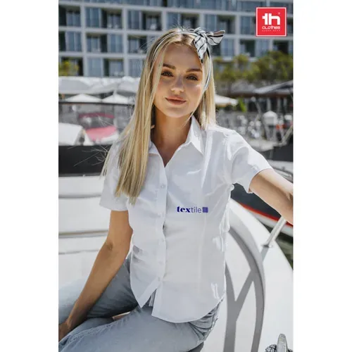 Camisa oxford mujer entallada con manga corta ref 30201