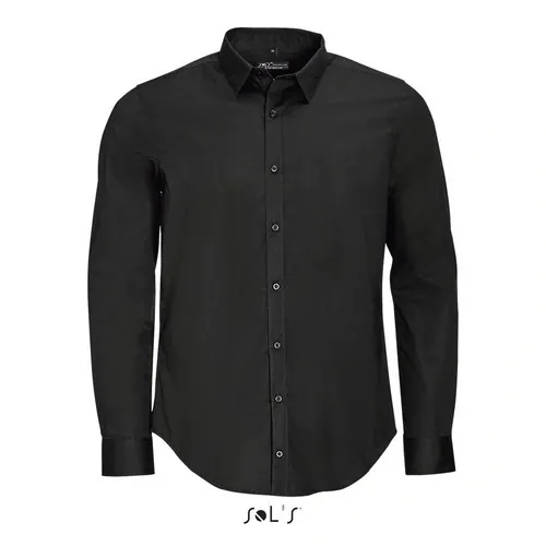 Camisa stretch manga larga fácil cuidado ref S01426 - Negro