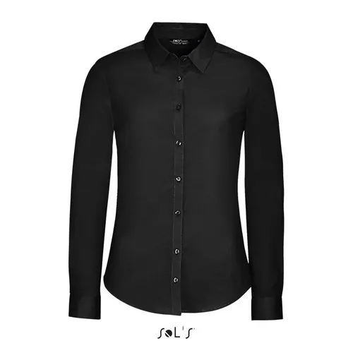 Camisa stretch manga larga para mujer fácil cuidado ref S01427 - Negro