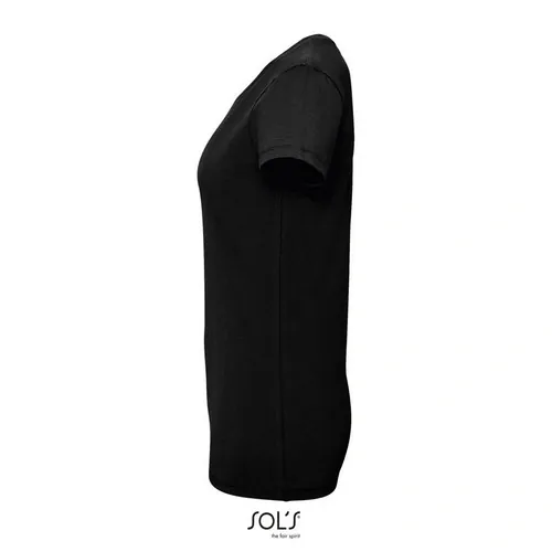 Camiseta de cuello redondo para mujer sin etiqueta 190GSM ref S02946 - Negro Profundo Side