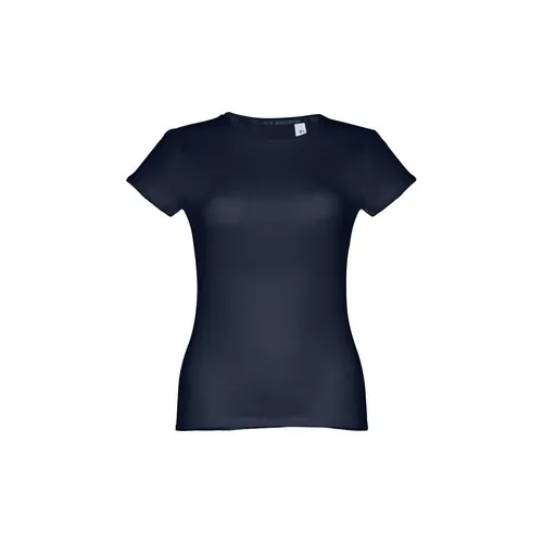 Camiseta entallada mujer algodón con cuello fino ref 30108 - Azul Eclipse 01
