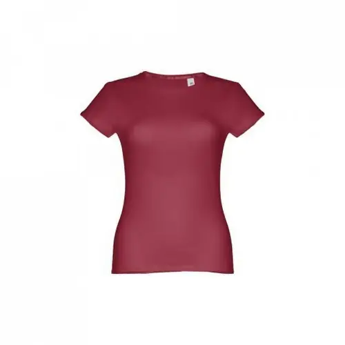 Camiseta entallada mujer algodón con cuello fino ref 30108 - Burdeos