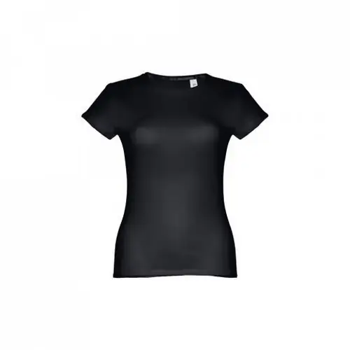 Camiseta entallada mujer algodón con cuello fino ref 30108 - Negro