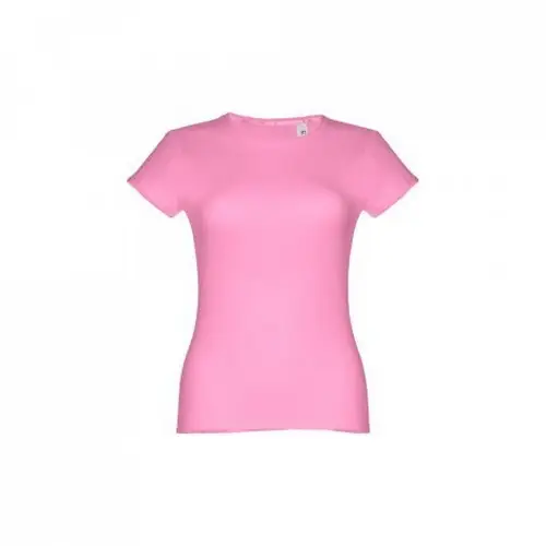 Camiseta entallada mujer algodón con cuello fino ref 30108 - Rosa Claro