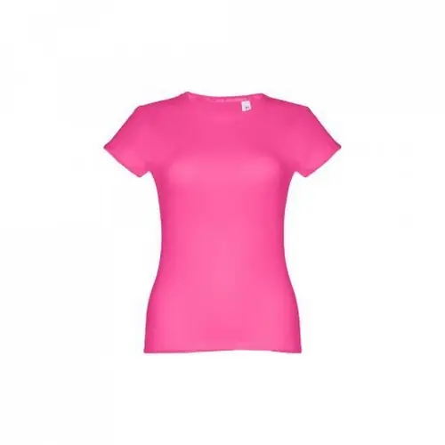 Camiseta entallada mujer algodón con cuello fino ref 30108 - Rosa