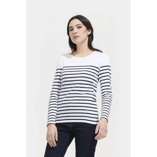 Camiseta marinera de manga larga algodón para mujer 130GSM ref S03100