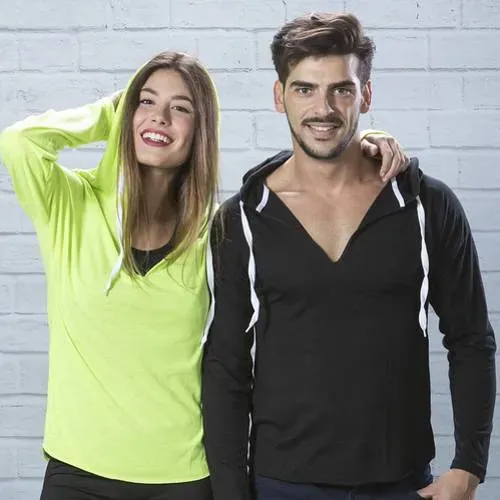 Camiseta de manga larga unisex con capucha ajustable ref 4719