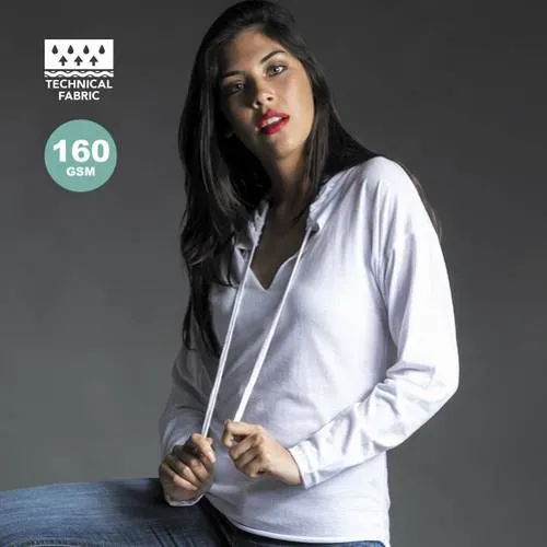 Camiseta de manga larga unisex con capucha ajustable ref 4719