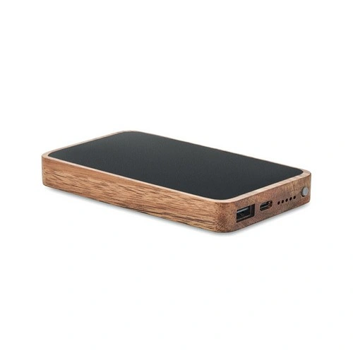 Cargador inalámbrico 15W y power bank de madera reciclada ref MO2185