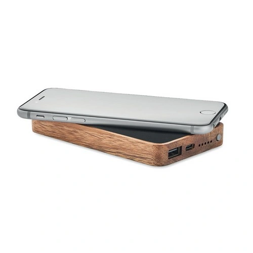 Cargador inalámbrico 15W y power bank de madera reciclada ref MO2185
