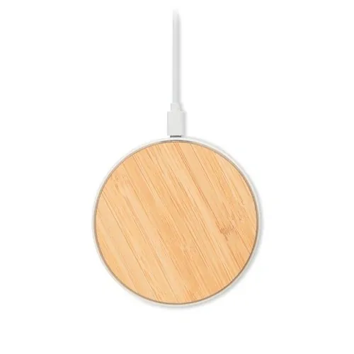 Cargador inalámbrico 10W con parte superior de bambú ref MO6563 - Back Madera