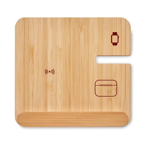 Cargador inalámbrico 3 en 1 con funda de bambú ref MO2458 - Madera 1