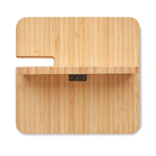 Cargador inalámbrico 3 en 1 con funda de bambú ref MO2458 - Madera Top