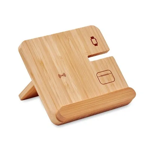 Cargador inalámbrico 3 en 1 con funda de bambú ref MO2458 - Madera