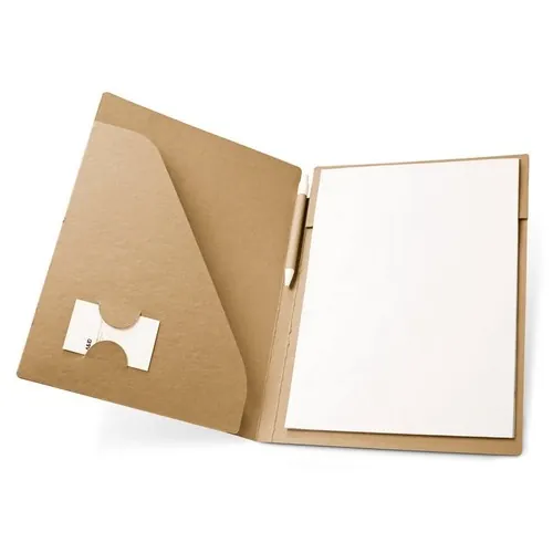 Carpeta porta documentos A4 con bloc y bolígrafo ref 92046 - Natural