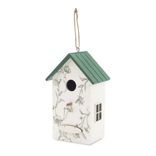 Casa para pájaros de madera contrachapada resistente ref MO2358 - Open Blanco