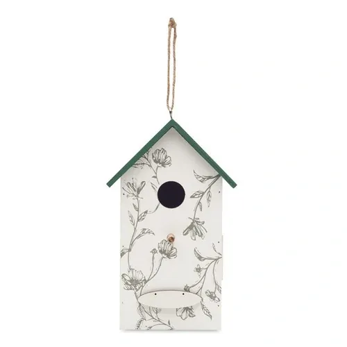 Casa para pájaros de madera contrachapada resistente ref MO2358 - Side Blanco