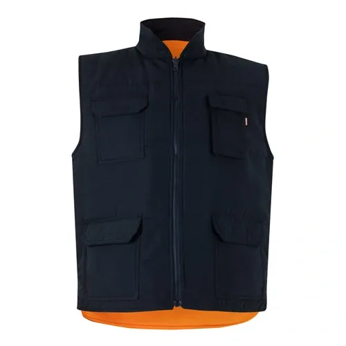 Chaleco acolchado reversible multibolsillos con reflectantes ref 36048 - Naranja