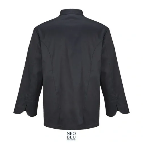 Chaquetilla de cocina manga larga polialgodón reciclado ref S04458 - Negro Profundo Back