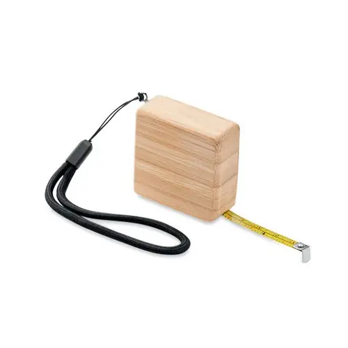 Cinta métrica cuadrada de bambú 1M con correa ref MO6519 - Madera