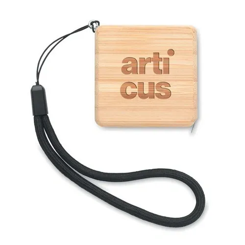 Cinta métrica cuadrada de bambú 1M con correa ref MO6519 - Printed Madera