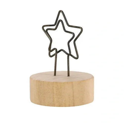 Clip Navideño Metálico con Base de Madera Natural ref 21998 - 01