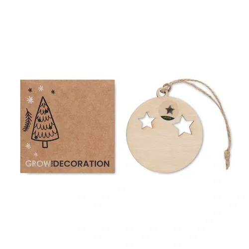 Colgador decorativo de madera con semillas de abeto ref CX1556 - Front Madera