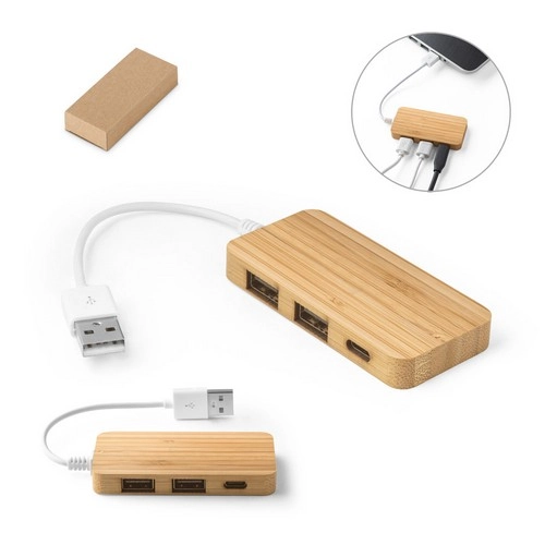 Concentrador de Bamboo con 3 puertos USB ref 97127