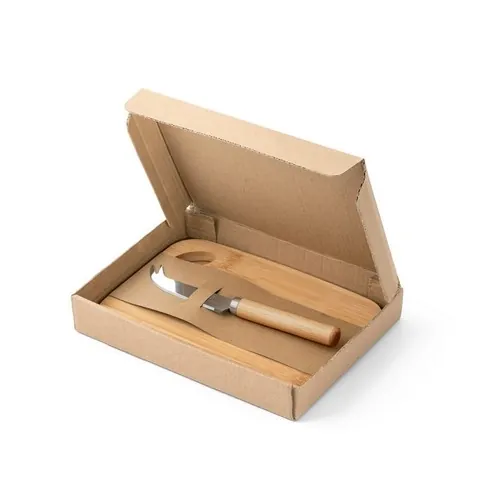 Conjunto tabla de cortar bambú y cuchillo para queso ref 94028