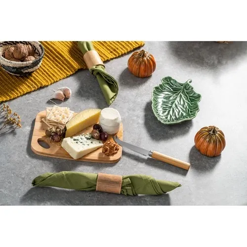 Conjunto tabla de cortar bambú y cuchillo para queso ref 94028