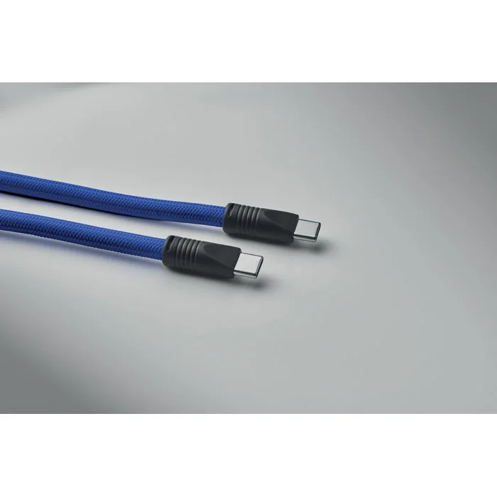 Cordon de carga y datos 60 W tipo C en RPET ref MO2618 - Azul Royal Arriba