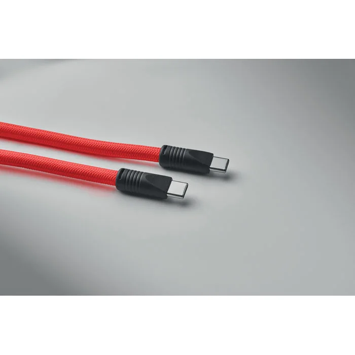 Cordon de carga y datos 60 W tipo C en RPET ref MO2618 - Rojo Arriba