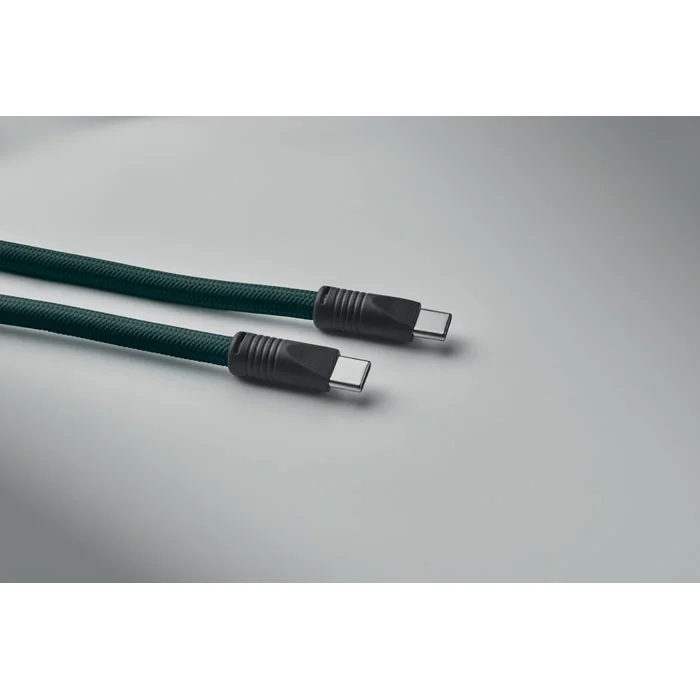 Cordon de carga y datos 60 W tipo C en RPET ref MO2618 - Verde Oscuro Arriba