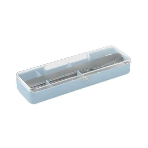 Cubiertos de acero inoxidable Mesteck con estuche práctico ref MO2677 - Azul Bebe