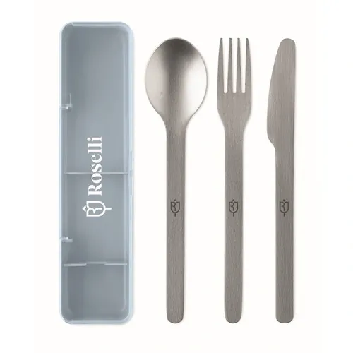 Cubiertos de acero inoxidable Mesteck con estuche práctico ref MO2677 - Printed Azul
